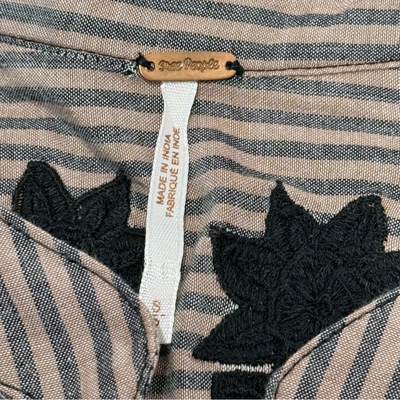 Free People Liya Embroidered top black floral detail deep v neck - Picture 10 of 14